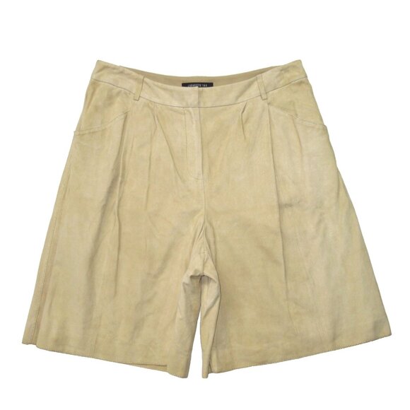 NWT Lafayette 148 New York Clarkson in Sahara Suede Pleated Long Shorts 8 $798 - Picture 1 of 5